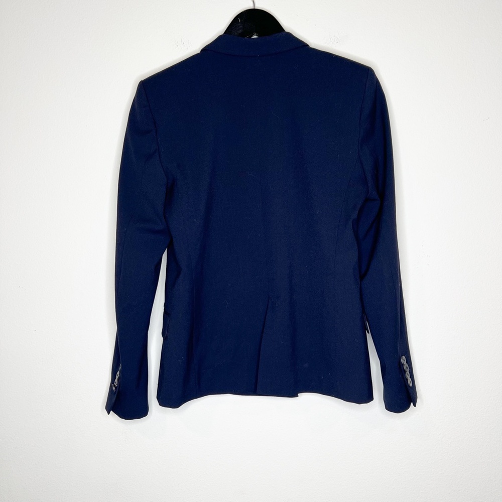 Zara Jacket Double Breasted Blazer In Navy Blue Padded Shoulders - Picture 5 of 5